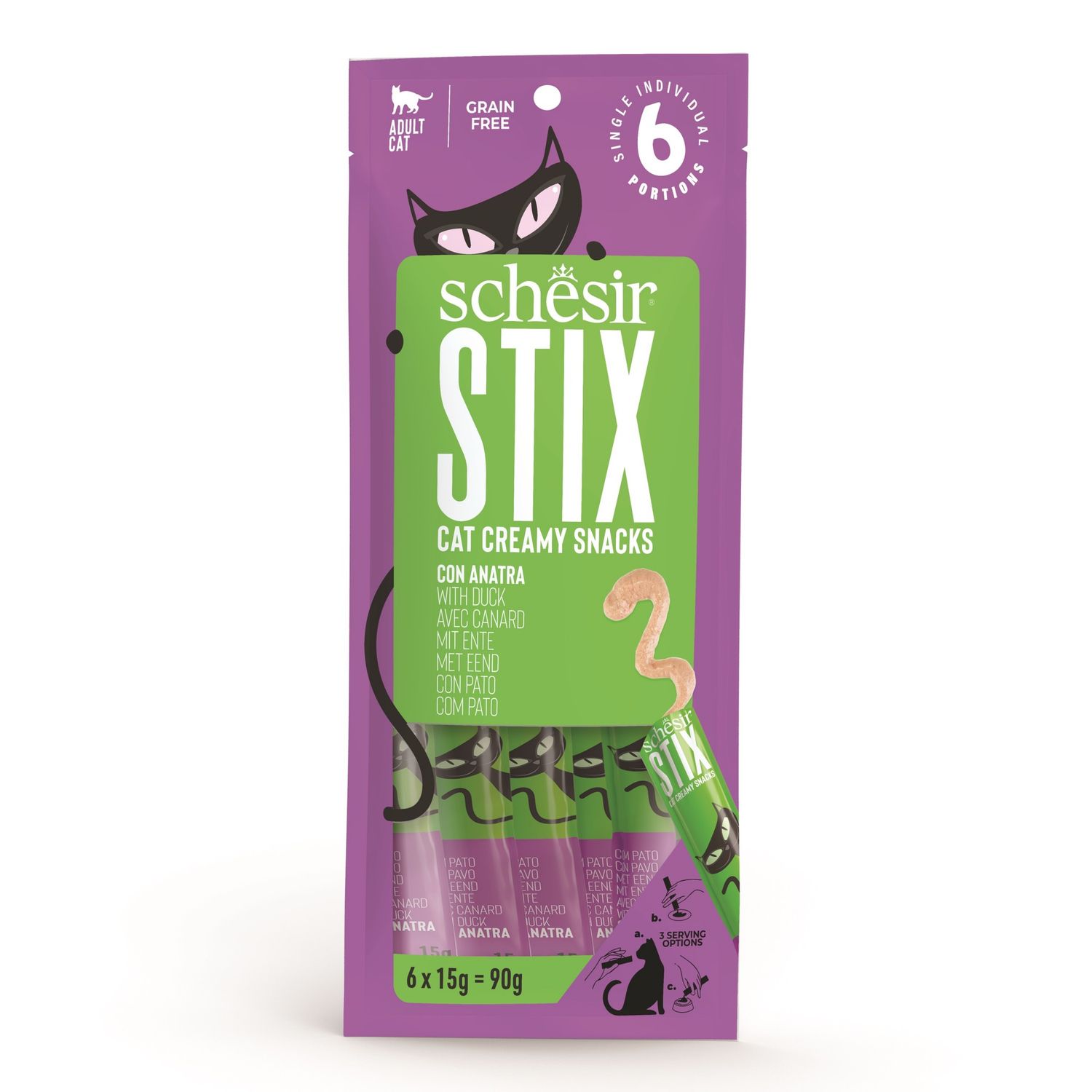 Schesir STIX smakołyki w kremie z kaczką 6x15g