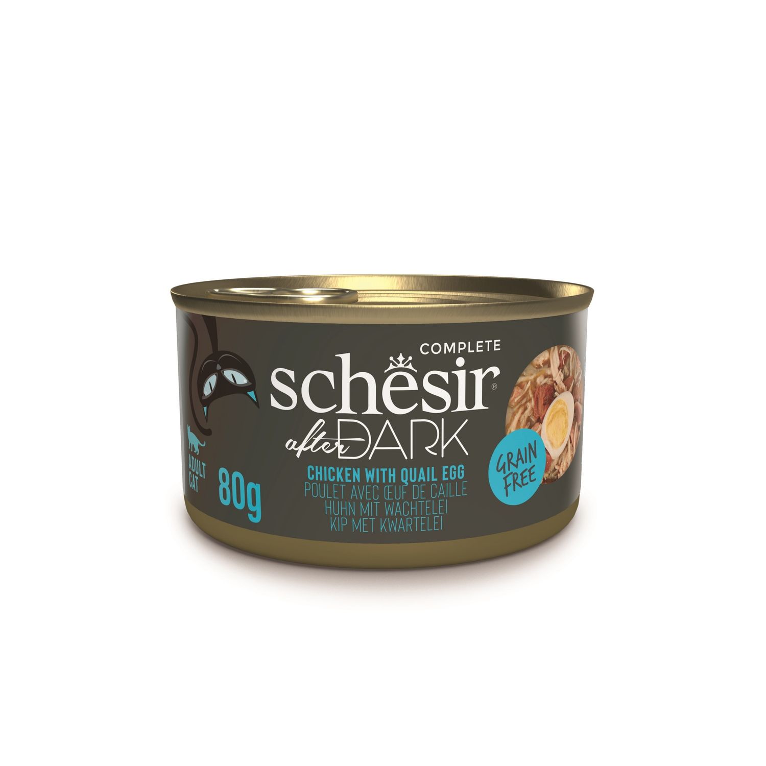 Schesir After Dark kurczak z jajkami przepiórczymi w bulionie, 80 g