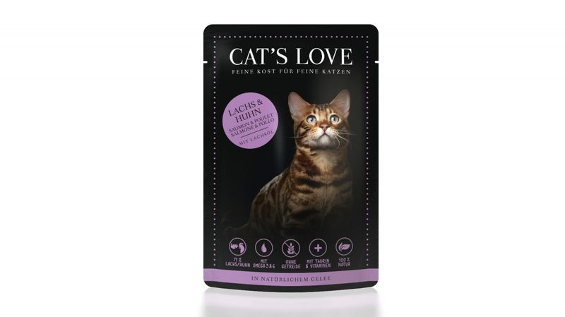 Cat&#39;s Love łosoś i kurczak w naturalnej galaretce (85g)