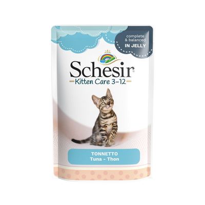 Schesir Kitten Care 3-12 karma mokra dla kociąt tuńczyk w galaretce 85g