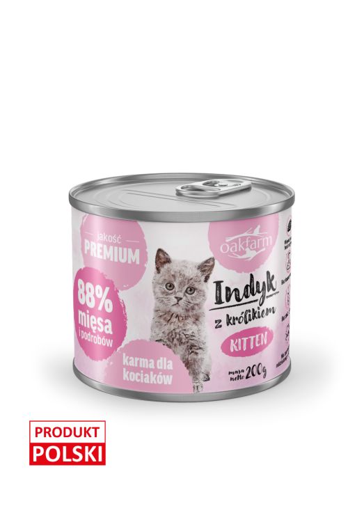 Oakfarm kitten karma mokra dla kociąt indyk z królikiem 200g
