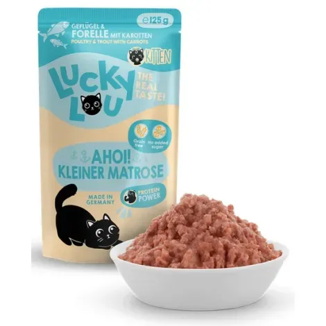 Lucky Lou Lifestage Kitten drób i pstrąg 125g