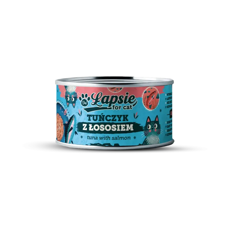 Łapsie for cat – filet z tuńczyka z łososiem w bulionie 80g