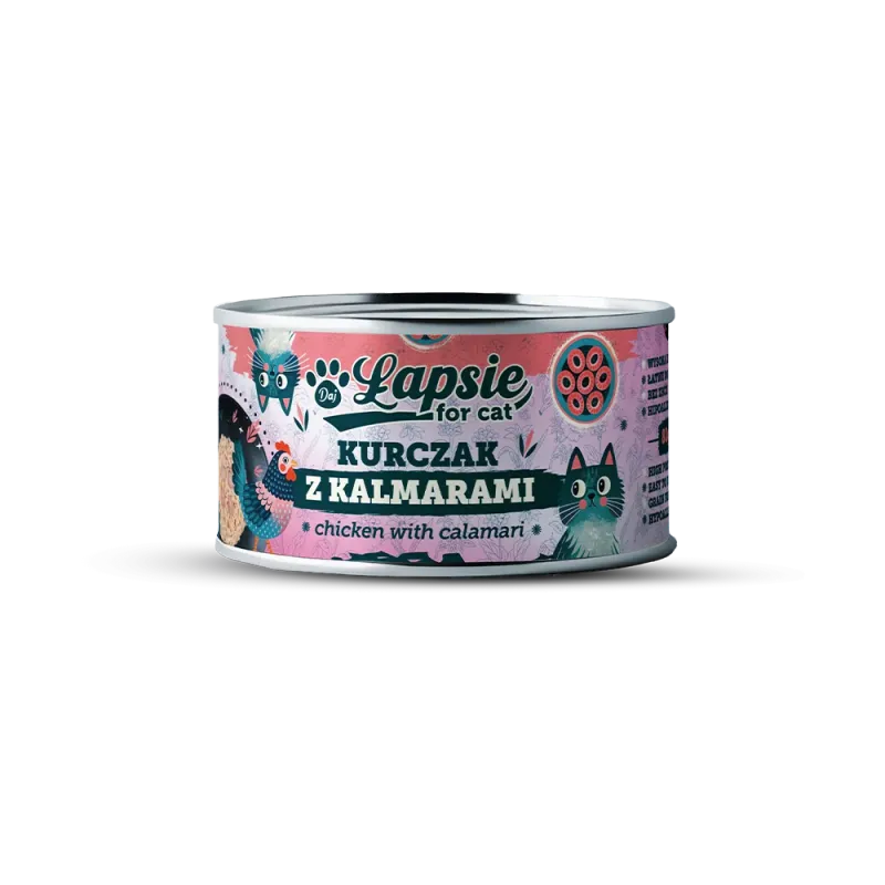 Łapsie for cat – filet z kurczaka z kalmarami w bulionie 80g