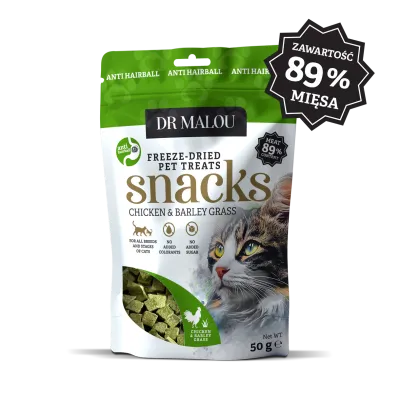 Dr Malou mięsne kostki liofilizowana pierś z kurczaka z trawą jęczmienną
