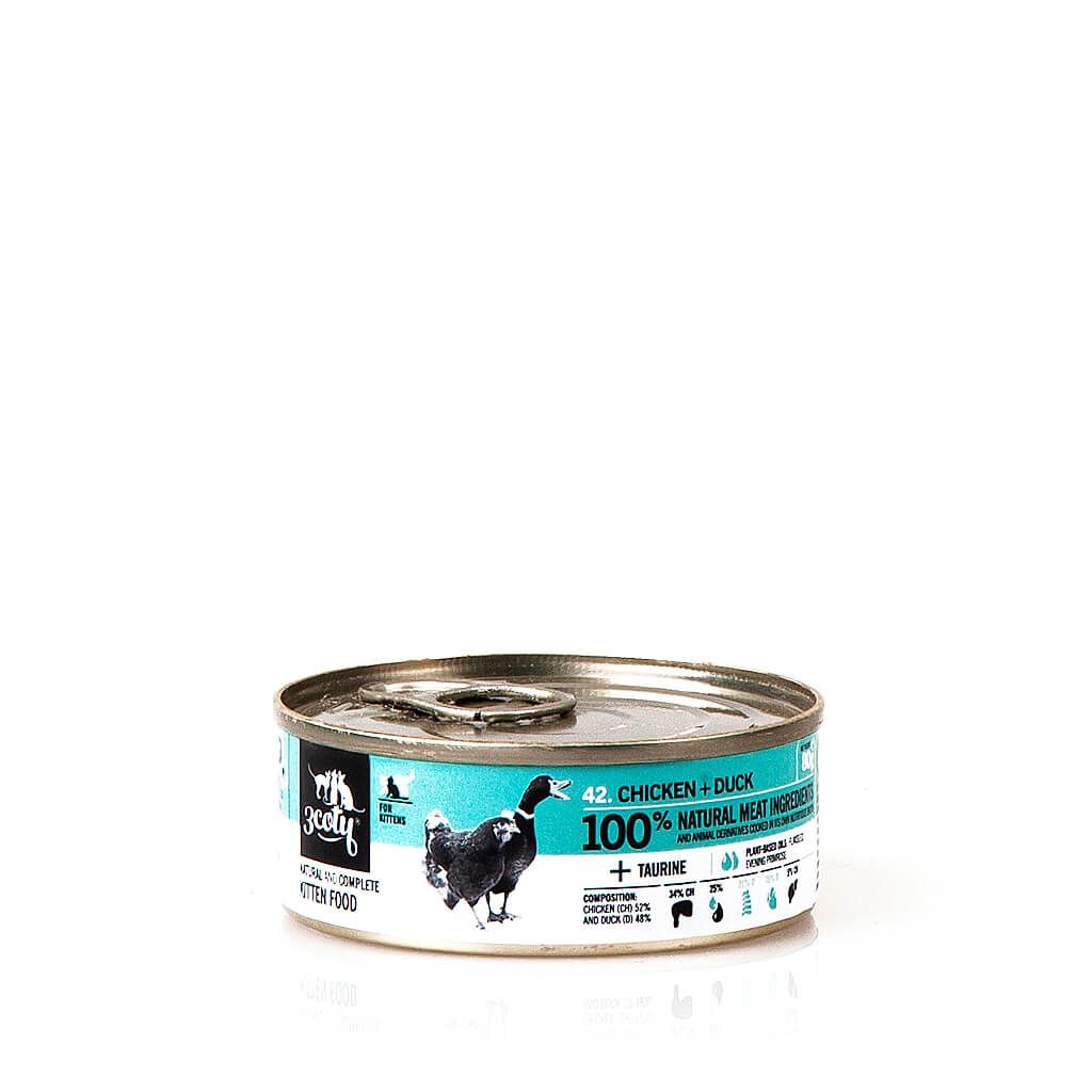 3Coty 42. karma dla kociąt mus kurczak z kaczką 80g