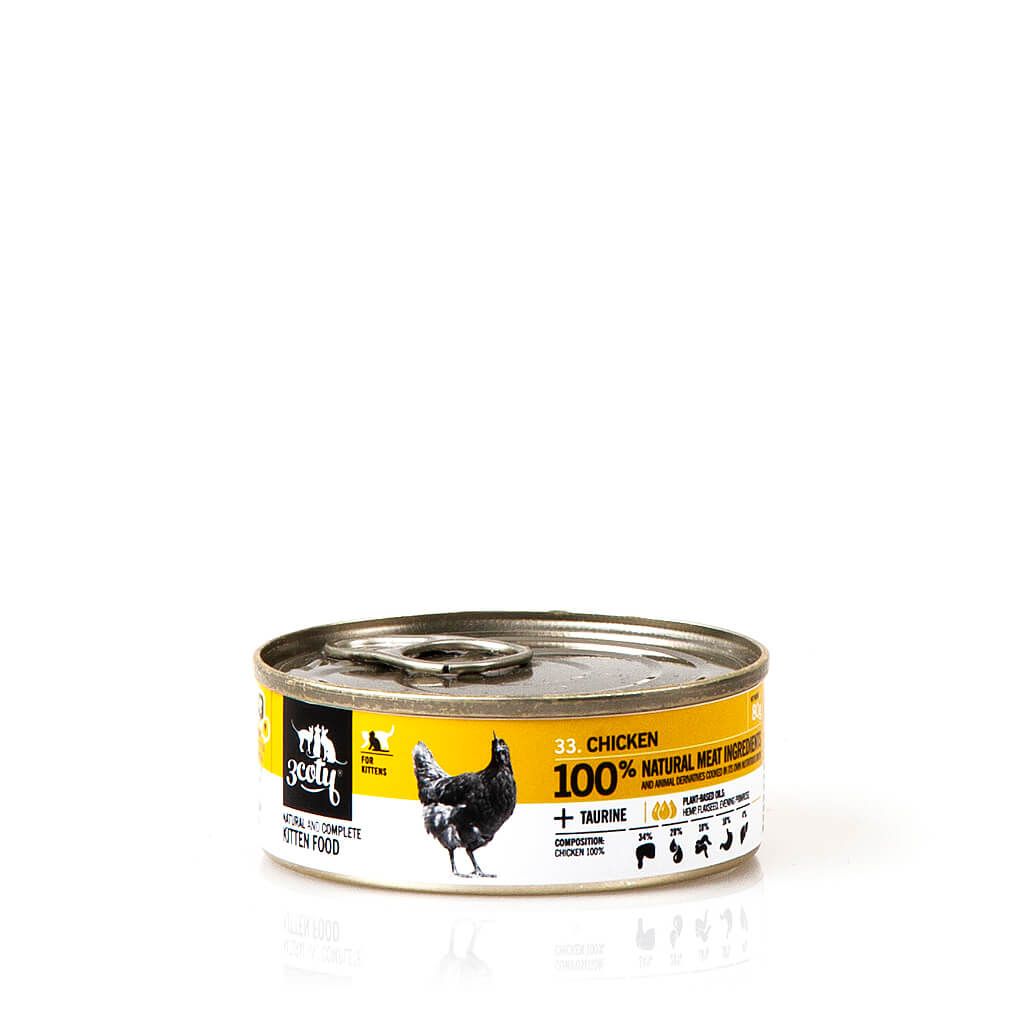 3Coty 33. karma monobiałkowa dla kociąt mus z kurczaka 80g