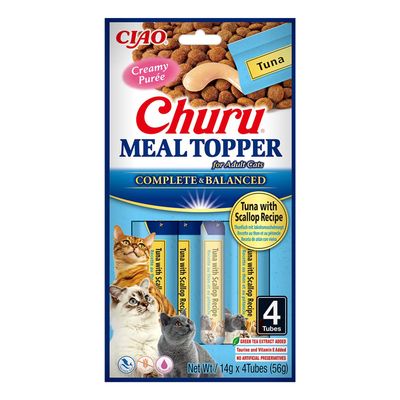 Inaba Churu meal topper kremowy dosmaczacz, tuńczyk i przegrzebki 4x14g