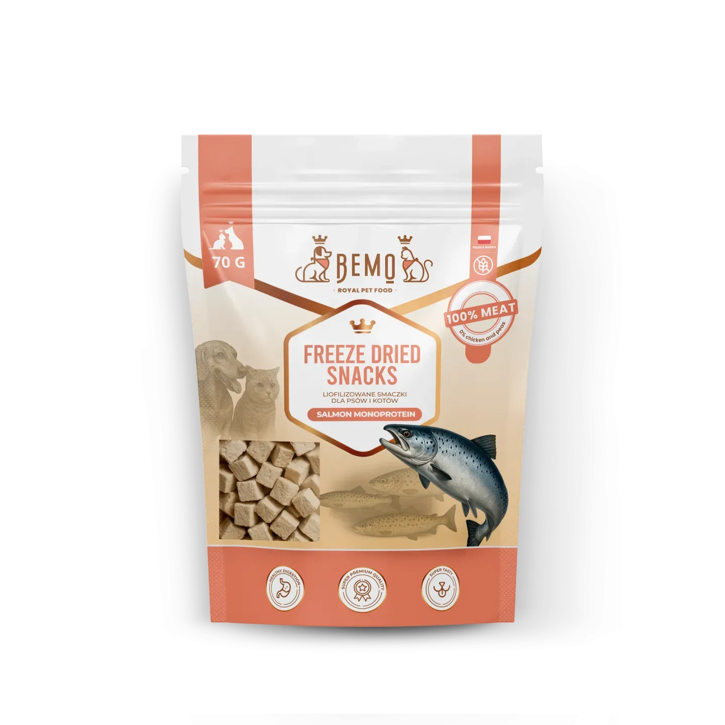 Bemo Freeze Dried Meat Snacks - liofilizowane smaczki z łososia 70g