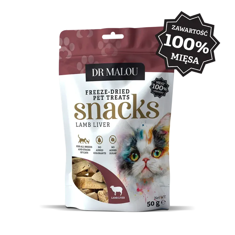 Dr Malou mięsne kostki liofilizowana wątróbka jagnięca