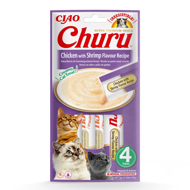 Inaba Churu kremowy przysmak dla kota o smaku kurczaka z krewetkami