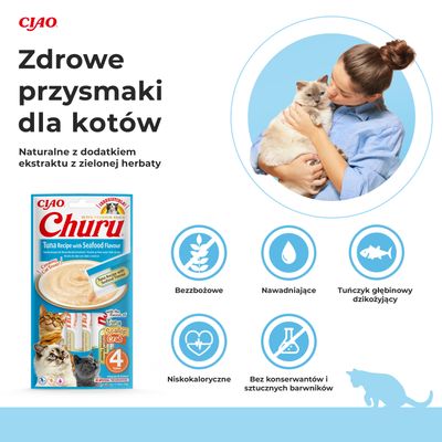 Inaba Churu kremowy przysmak dla kota o smaku tuńczyka z owocami morza