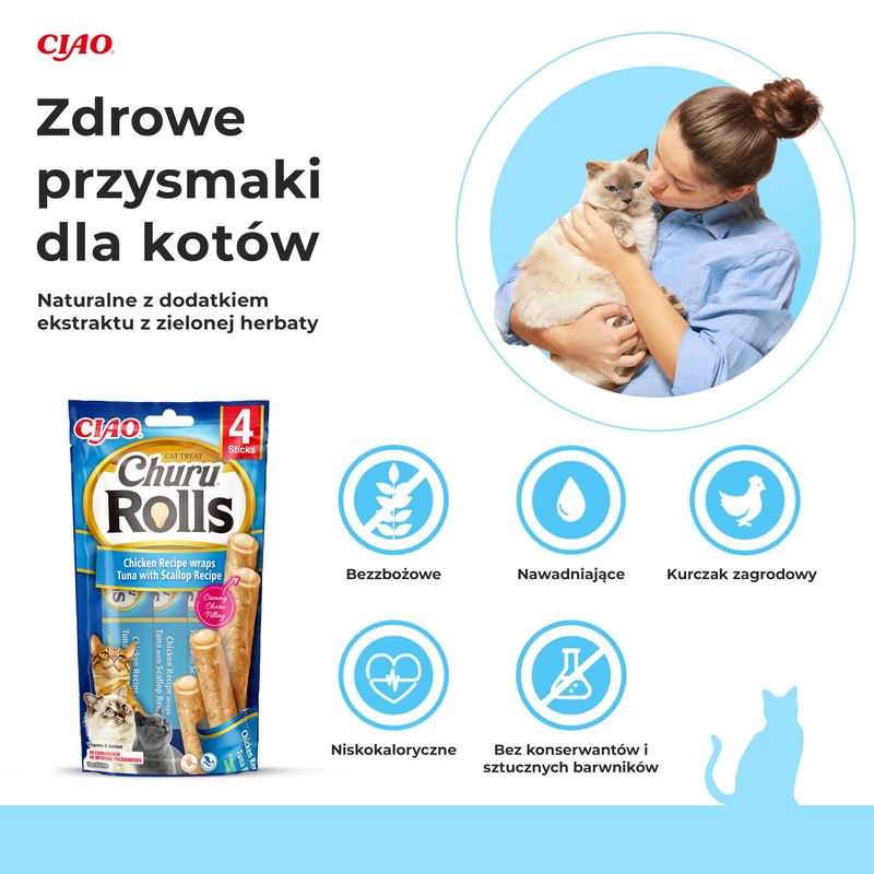 Inaba Churu Rolls o smaku kurczaka, tuńczyka i przegrzebków