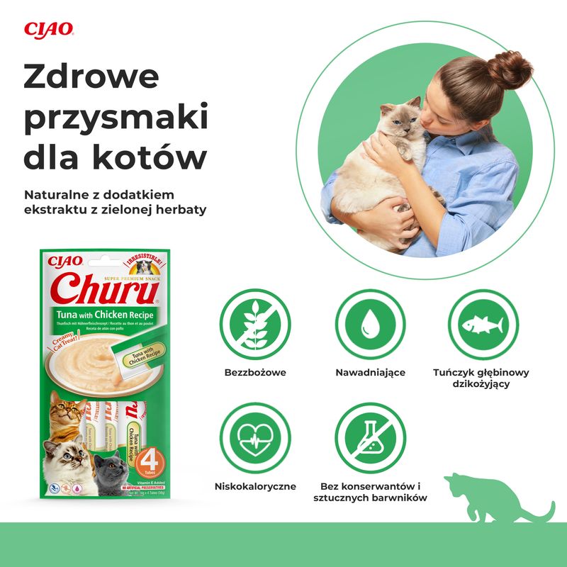 Inaba Churu kremowy przysmak dla kota o smaku tuńczyka z kurczakiem