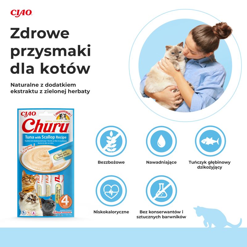 Inaba Churu kremowy przysmak dla kota o smaku tuńczyka z przegrzebkami