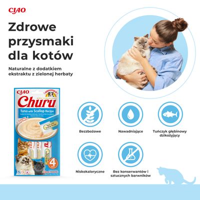 Inaba Churu kremowy przysmak dla kota o smaku tuńczyka z przegrzebkami