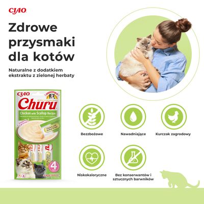 Inaba Churu kremowy przysmak dla kota o smaku kurczaka z przegrzebkami