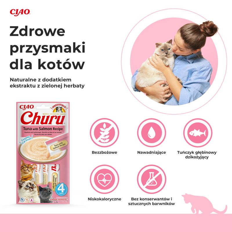 Inaba Churu kremowy przysmak dla kota o smaku tuńczyka z łososiem