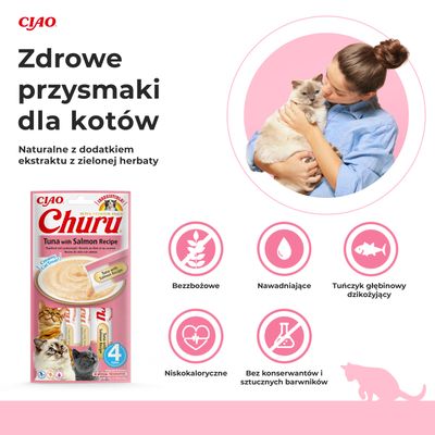 Inaba Churu kremowy przysmak dla kota o smaku tuńczyka z łososiem