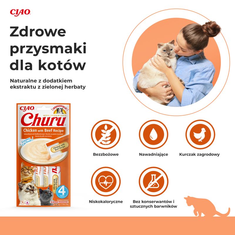 Inaba Churu kremowy przysmak dla kota o smaku kurczaka z wołowiną
