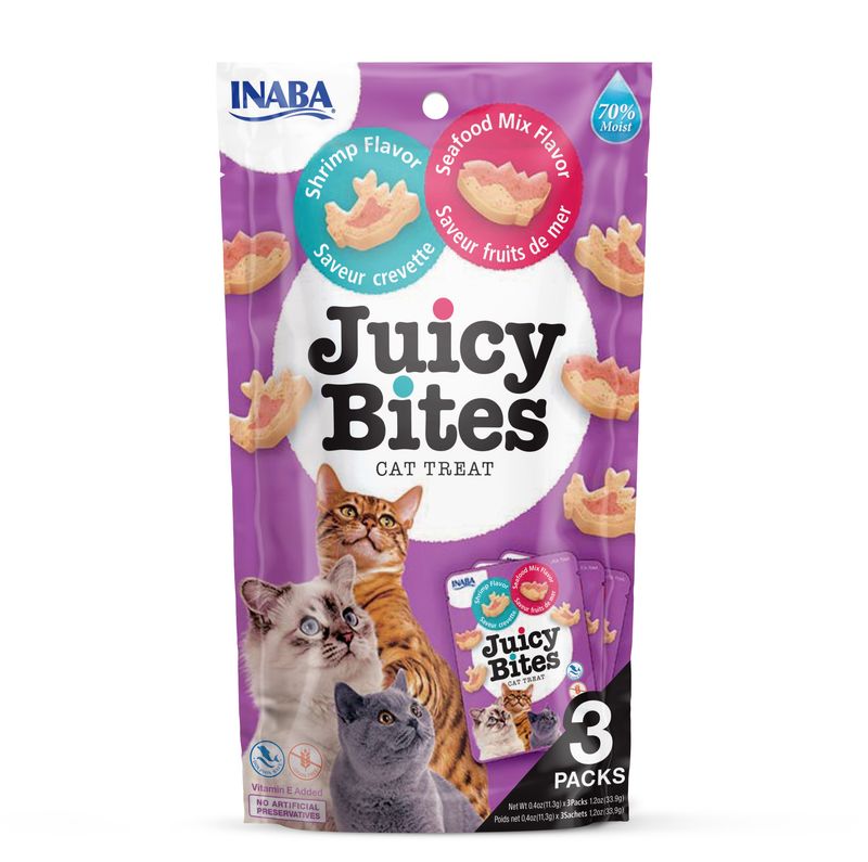 Inaba Juicy Bites wilgotne przysmaki o smaku krewetek i owoców morza