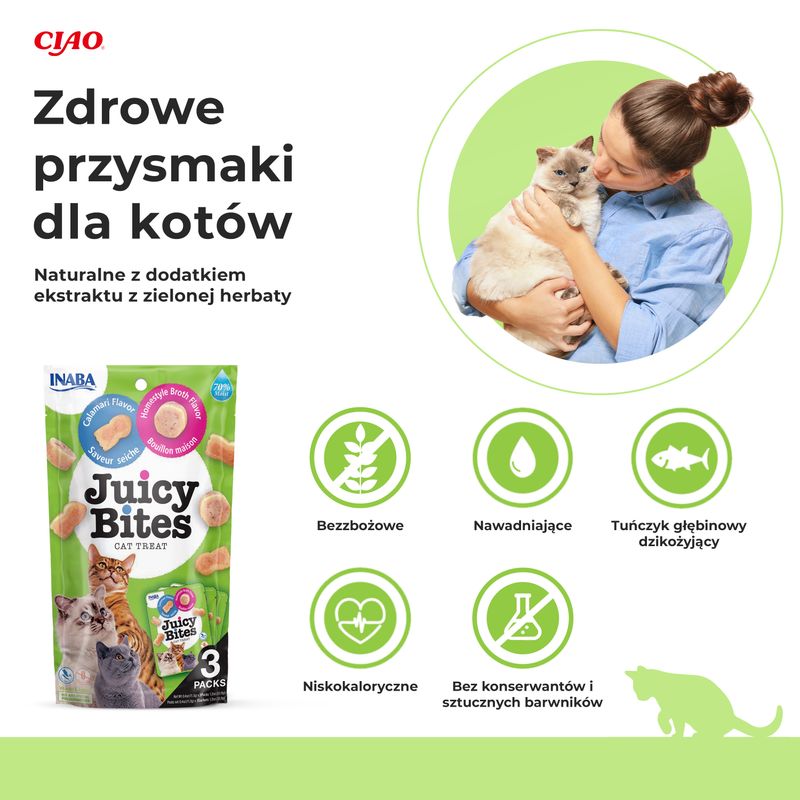 Inaba Juicy Bites wilgotne przysmaki o smaku kalmarów i domowego bulionu