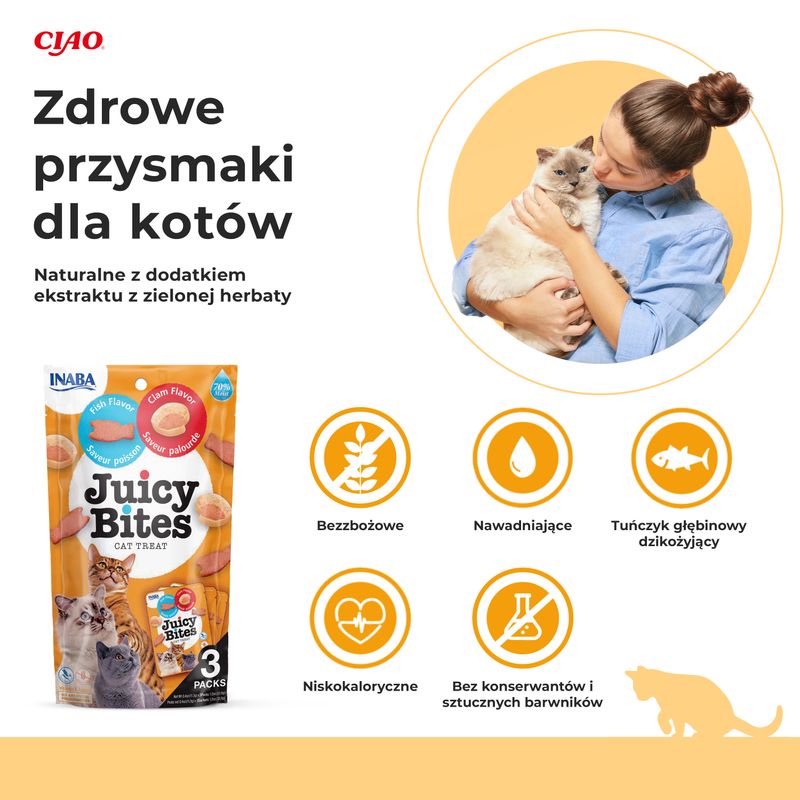 Inaba Juicy Bites wilgotne przysmaki o smaku ryby i małży