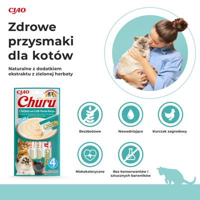 Inaba Churu kremowy przysmak dla kota o smaku kurczaka z krabem