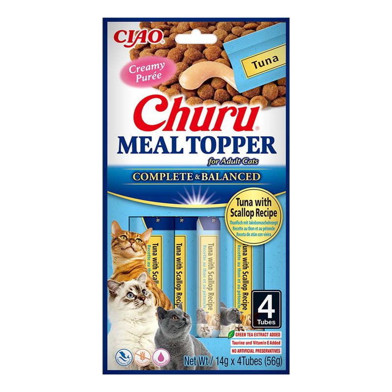 Inaba Churu meal topper kremowy dosmaczacz, tuńczyk i przegrzebki 4x14g