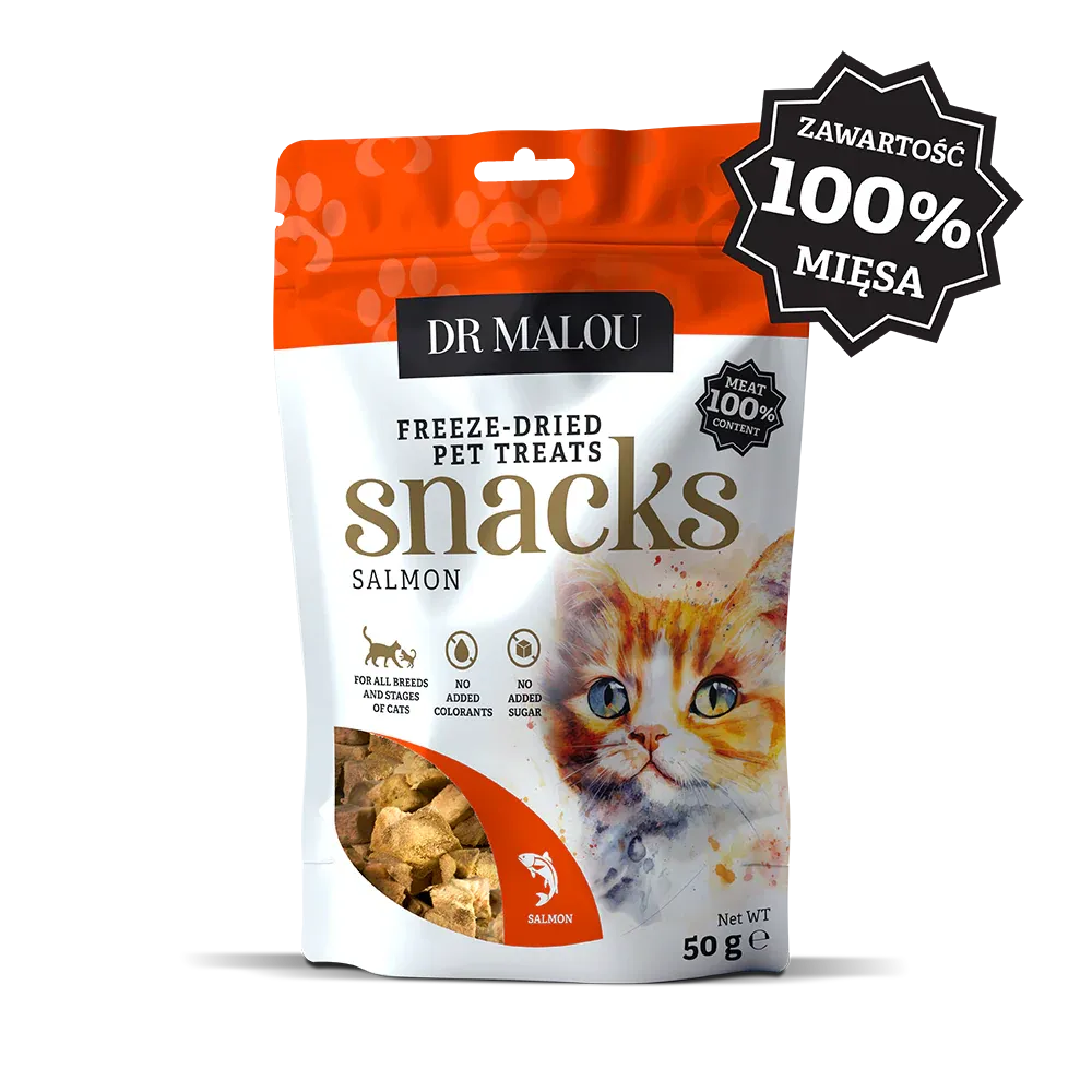 Dr Malou mięsne kostki liofilizowany łosoś