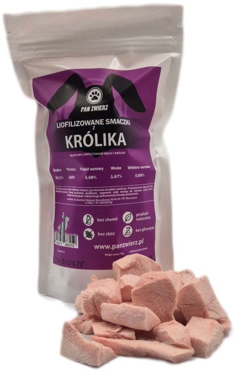 Pan Zwierz smakołyki liofilizowane - królik 70g