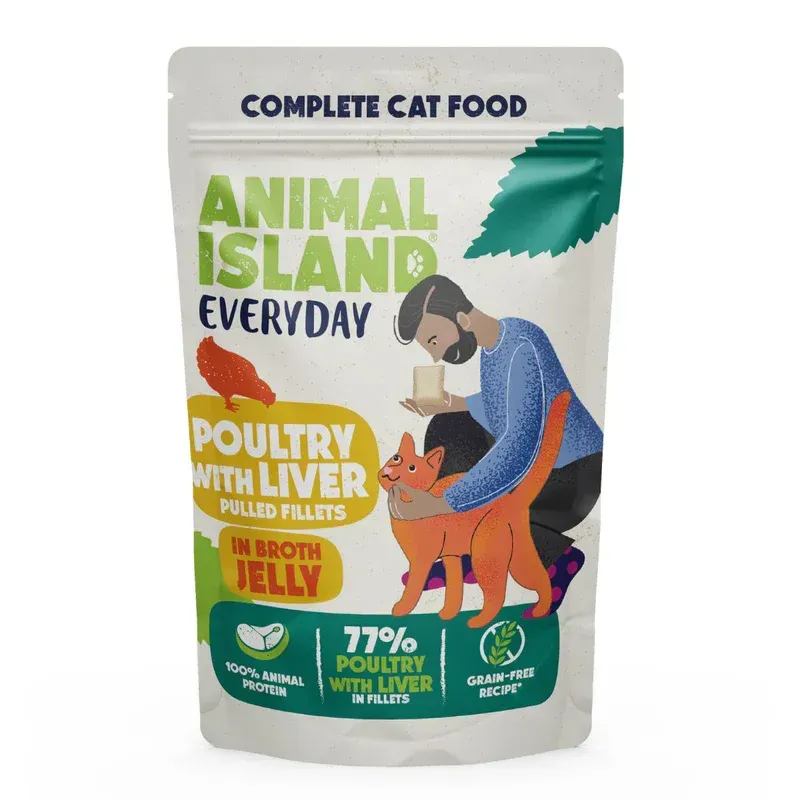 Animal Island Everyday szarpane fileciki w galarecie drób z wątróbką 85g