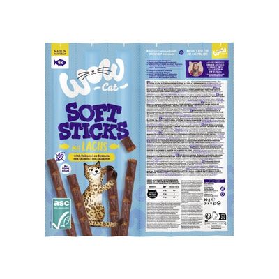 WOW Cat sticks - miękkie przysmaki z łososiem 6x5g.