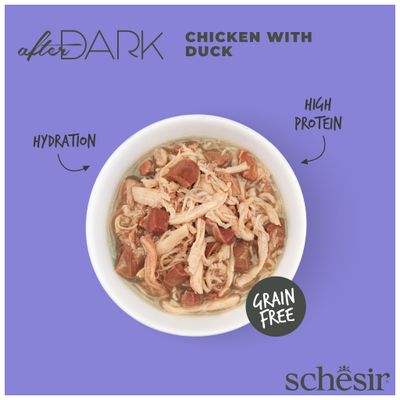 Schesir After Dark kurczak z kaczką w bulionie, 80 g