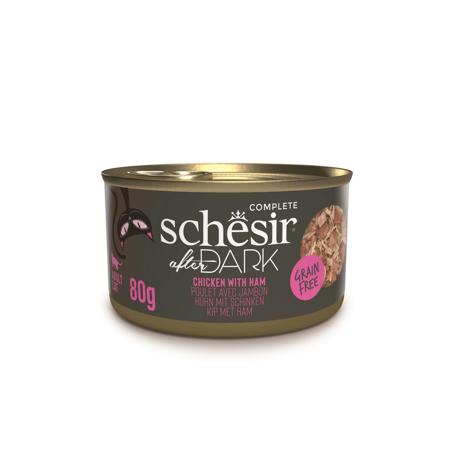 Schesir After Dark kurczak z szynką w bulionie, 80 g