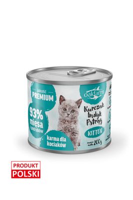 Oakfarm kitten karma mokra dla kociąt kurczak, indyk i pstrąg 200g