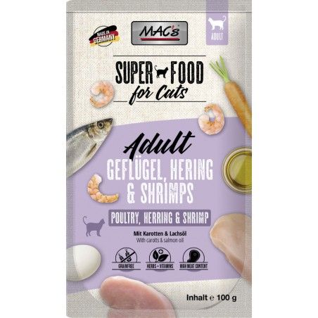 Mac's superfood drób, śledź i krewetki 100g