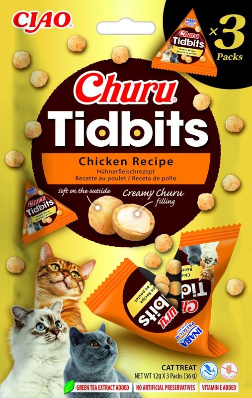 Inaba Churu TIDBITS przysmak z kremowym nadzieniem kurczak 3x12g Inaba Churu TIDBITS przysmak z kremowym nadzieniem kurczak 3x12g