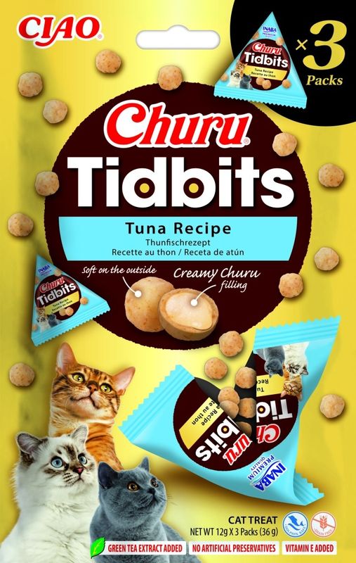Inaba Churu TIDBITS przysmak z kremowym nadzieniem tuńczyk 3x12g Inaba Churu TIDBITS przysmak z kremowym nadzieniem tuńczyk 3x12g