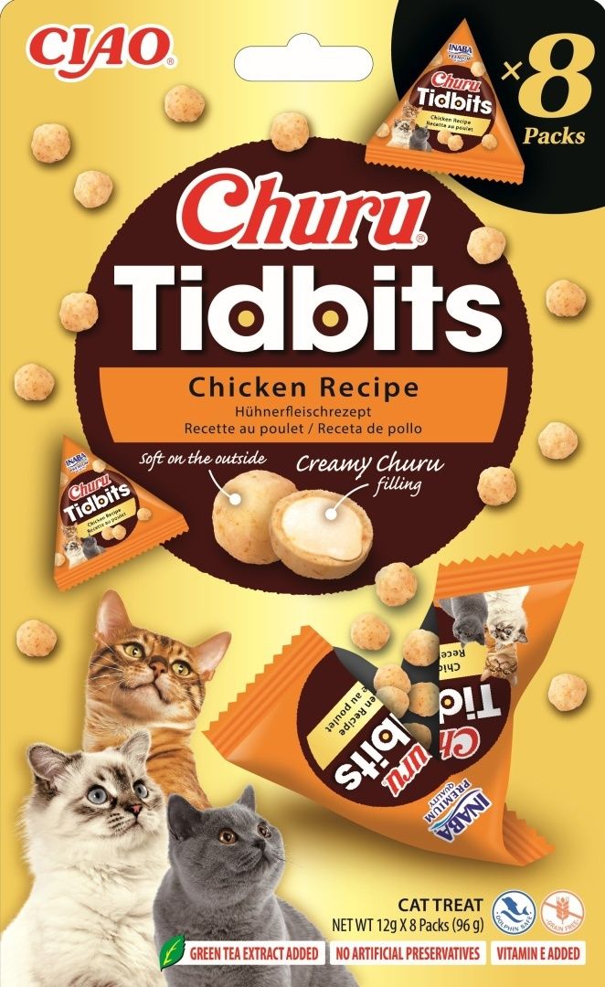 Inaba Churu TIDBITS przysmak z kremowym nadzieniem kurczak 8x12g