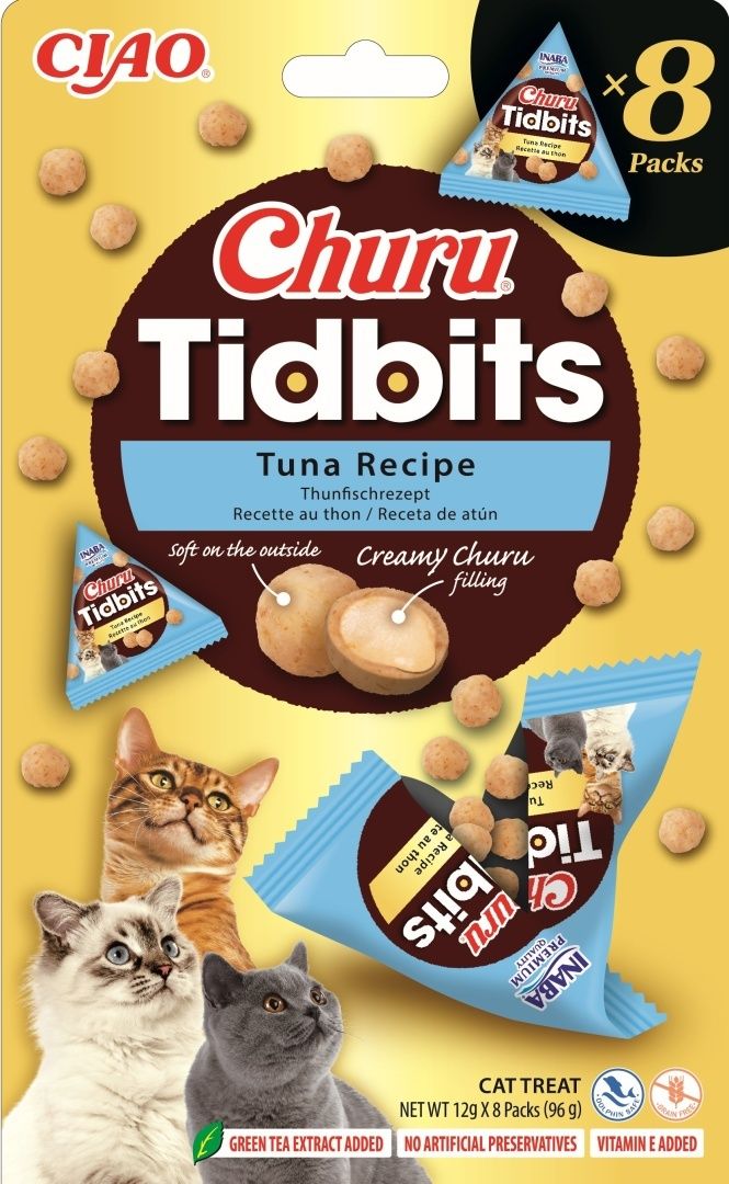Inaba Churu TIDBITS przysmak z kremowym nadzieniem tuńczyk 8x12g