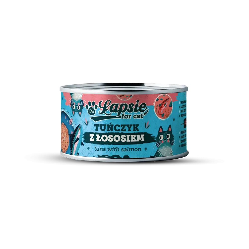 Łapsie for cat – filet z tuńczyka z łososiem w bulionie 80g