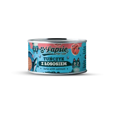 Łapsie for cat – filet z tuńczyka z łososiem w bulionie 80g