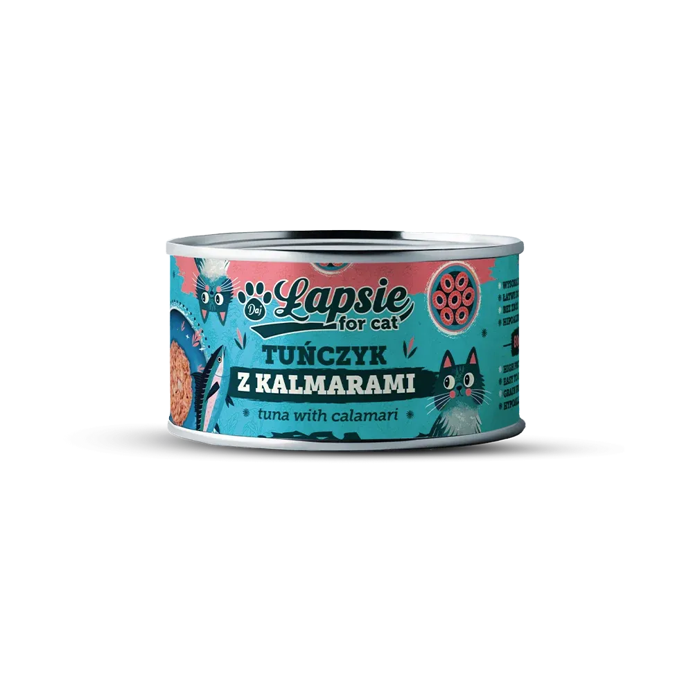 Łapsie for cat – filet z tuńczyka z kalmarami w bulionie 80g