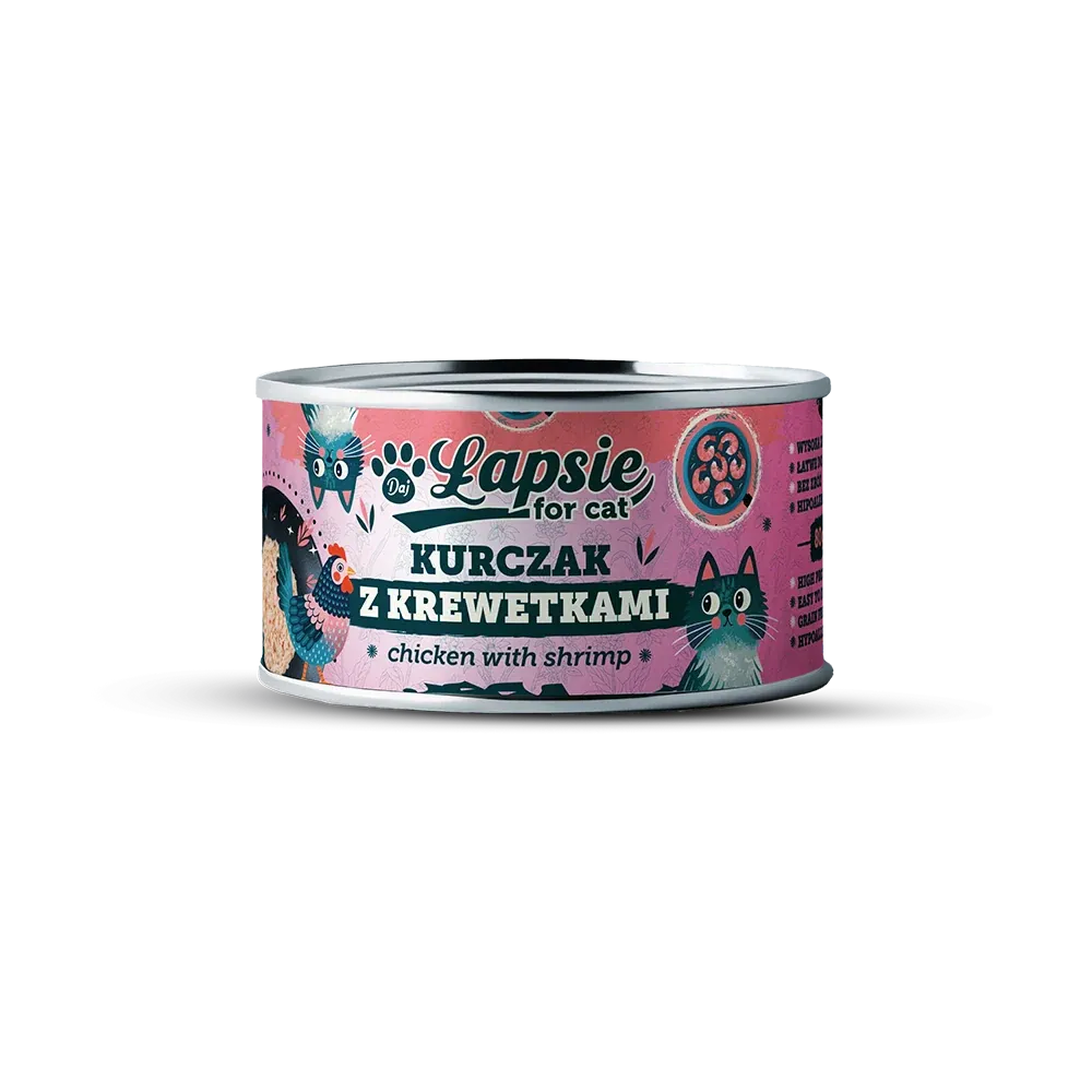 Łapsie for cat – filet z kurczaka z krewetkami w bulionie 80g