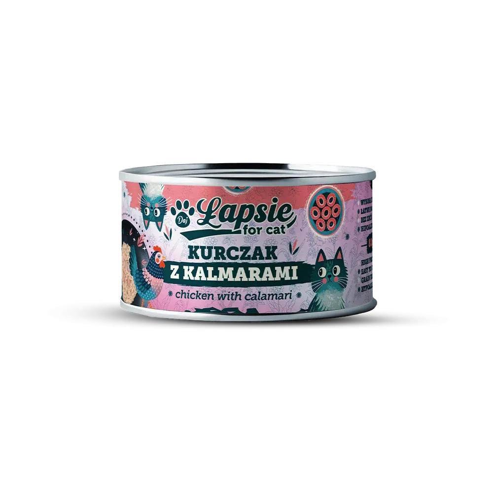 Łapsie for cat – filet z kurczaka z kalmarami w bulionie 80g