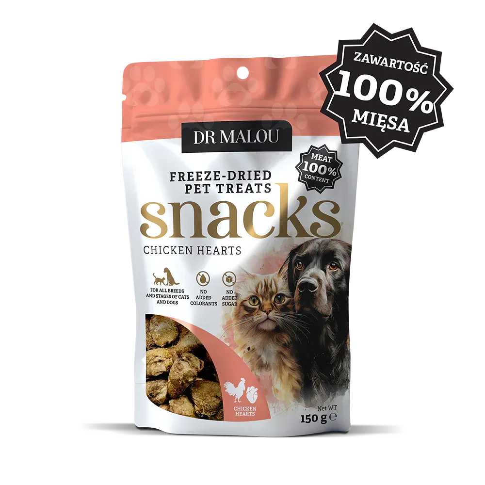 Dr Malou liofilizowane serca kurze 150g