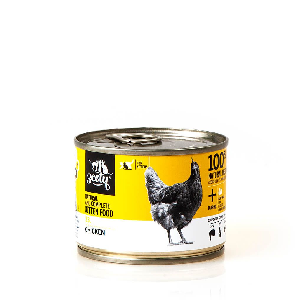 3Coty 33. karma monobiałkowa dla kociąt mus z kurczaka 180g