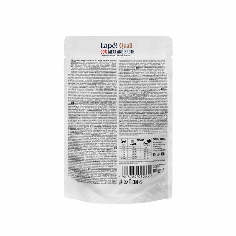 KARMA MOKRA John Dog for Cats LAPÉ przepiórka 100g