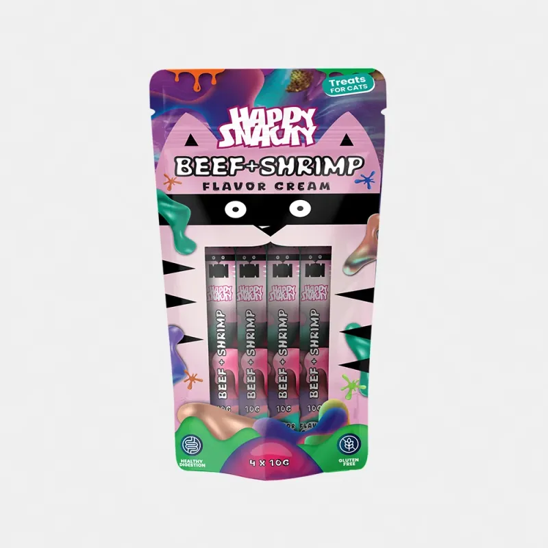 Happy Snacky - przysmak w kremie wołowina i krewetka 4x10g